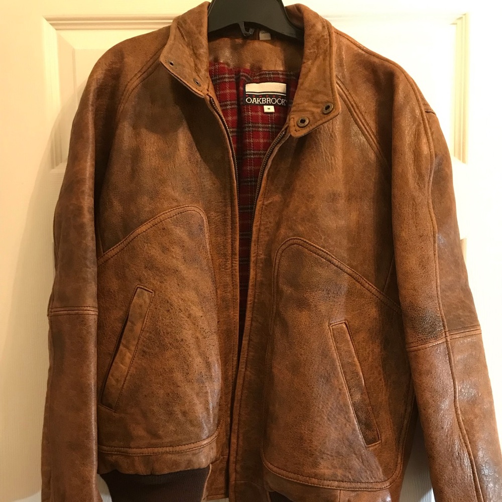 NWT OakBrook Men's Leather Bomber